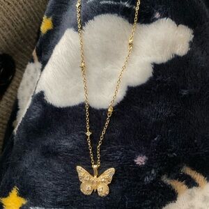 Wanderlust+Co Butterfly Rainbow and Gold Necklace